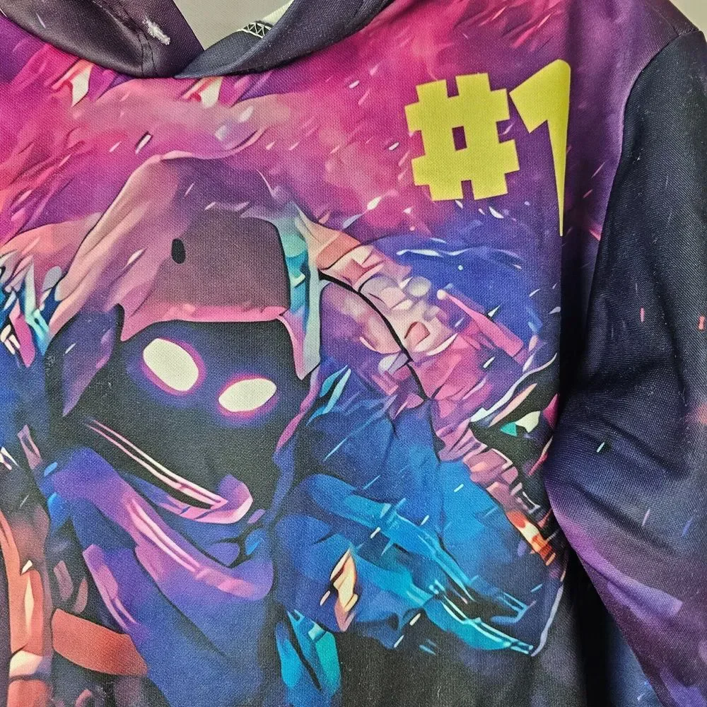 Fortnite Unisex Kids The Raven Skin Hoodie Medium‎ Y Kangaroo Pocket Sweatshirt